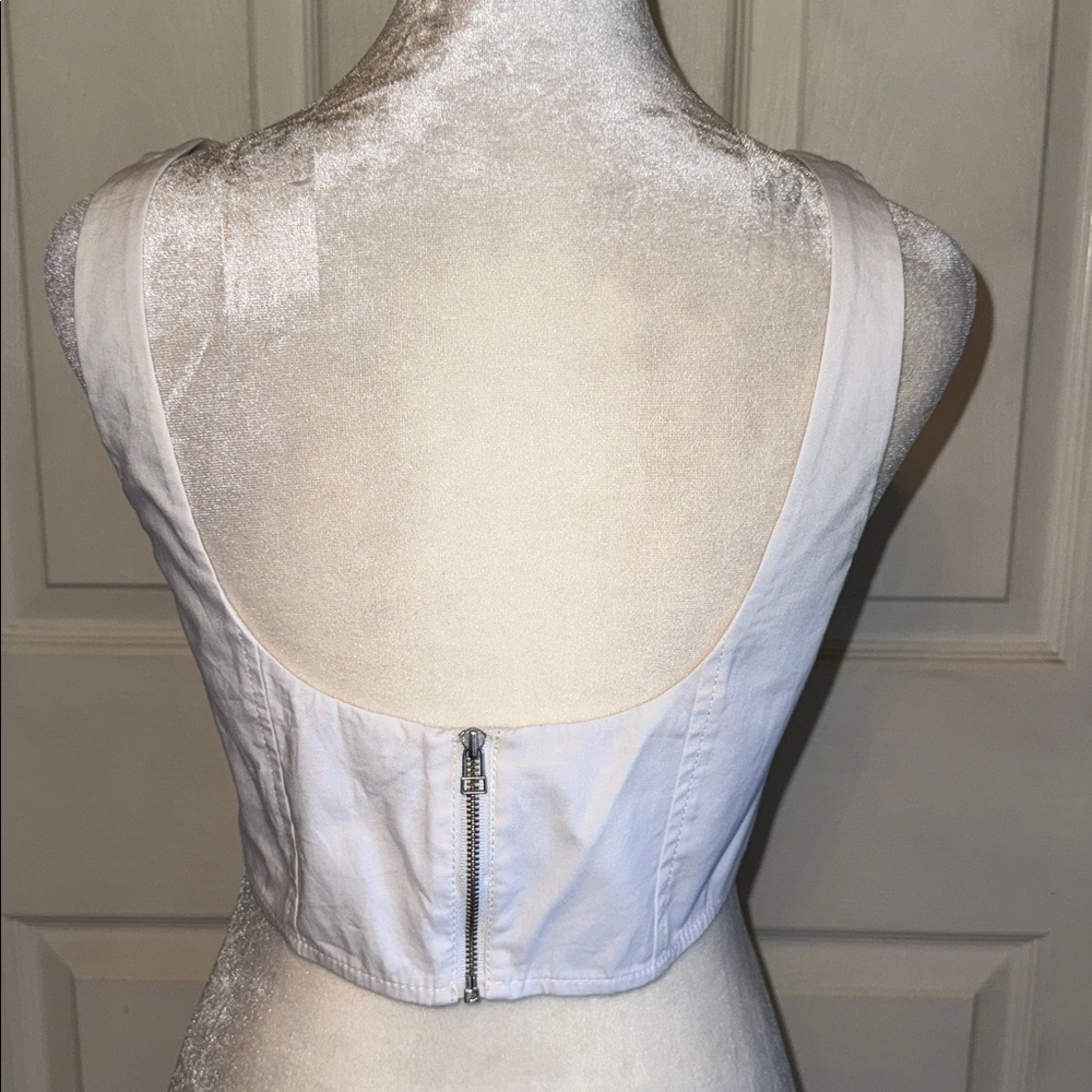 Staud Wells Corset Crop Top In White - Picture 5 of 7